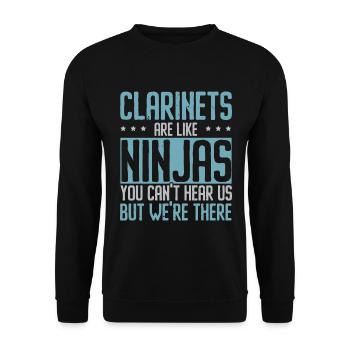 Klarinetten sind wie Ninjas Du kannst uns nicht hö - Unisex Pullover - Schwarz - Vorne - Alina (178cm) & Michal (187cm)