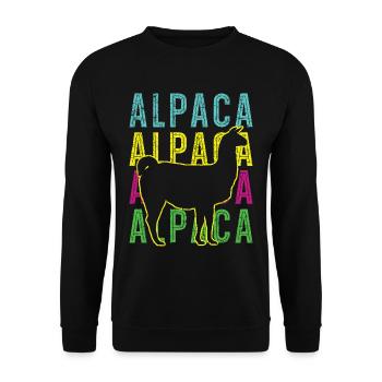 Alpaka Llama Lover Alpaka Flüsterer Bauernhof Tier - Unisex Pullover - Schwarz - Vorne - Alina (178cm) & Michal (187cm)