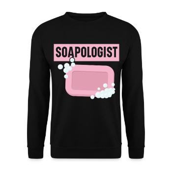 Soapologist Handmade Soap Einseifen Seifenherstell - Unisex Pullover - Schwarz - Vorne - Alina (178cm) & Michal (187cm)