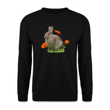 Hase Osterhase Ringelblume - Unisex Pullover - Schwarz - Vorne - Alina (178cm) & Michal (187cm)