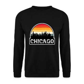 Chicago Illinois USA Flagge Skyline Reise Souvenir - Unisex Pullover - Schwarz - Vorne - Alina (178cm) & Michal (187cm)