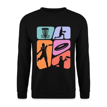 Discgolf Sport Discgolfer Disc Golfer Jungen - Unisex Pullover - Schwarz - Vorne - Alina (178cm) & Michal (187cm)