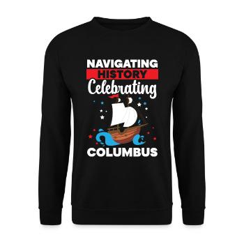 Durch die Geschichte navigieren Den Kolumbus-Tag f - Unisex Pullover - Schwarz - Vorne - Alina (178cm) & Michal (187cm)