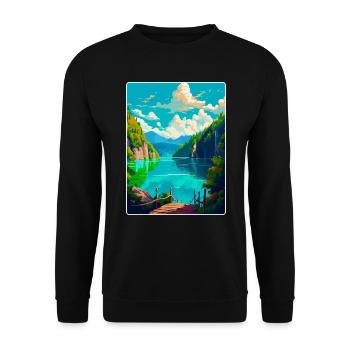 Nationalpark Plitvicer Seen Kroatien Reiseplakat - Unisex Pullover - Schwarz - Vorne - Alina (178cm) & Michal (187cm)