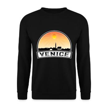 Venedig Italien Skyline Vintage Sonnenuntergang Reise Souveni - Unisex Pullover - Schwarz - Vorne - Alina (178cm) & Michal (187cm)