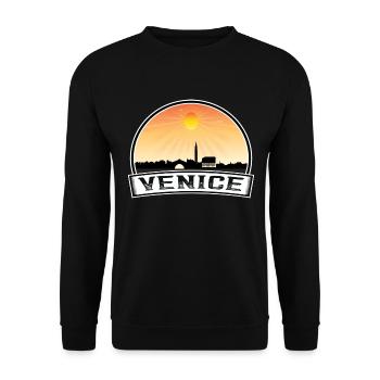 Venedig Italien Skyline Vintage Sonnenuntergang Reise Souveni - Unisex Pullover - Schwarz - Vorne - Alina (178cm) & Michal (187cm)