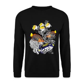 Korallenriff See Fische Meer Urlaubsort Strand - Unisex Pullover - Schwarz - Vorne - Alina (178cm) & Michal (187cm)