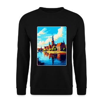 Szczecin Pologne Affiche de voyage vintage souvenir WPA - Sweat-shirt Unisexe - noir - Devant - Alina (178cm) & Michal (187cm)