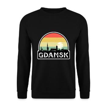 Danzig Polen Flagge Skyline Reisesouvenir - Unisex Pullover - Schwarz - Vorne - Alina (178cm) & Michal (187cm)