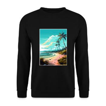 Boca Chica Texas Vintage Reiseposter Souvenir - Unisex Pullover - Schwarz - Vorne - Alina (178cm) & Michal (187cm)
