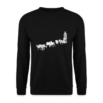 Flinker Schlittenhund Arktisfahrt - Unisex Pullover - Schwarz - Vorne - Alina (178cm) & Michal (187cm)