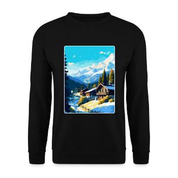 Megève France Affiche de voyage vintage WPA Souvenir - Sweat-shirt Unisexe - noir - Devant - Alina (178cm) & Michal (187cm)