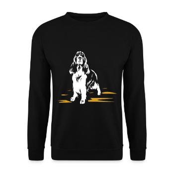 Flinker Springer Spaniel Wasserjagd - Unisex Pullover - Schwarz - Vorne - Alina (178cm) & Michal (187cm)