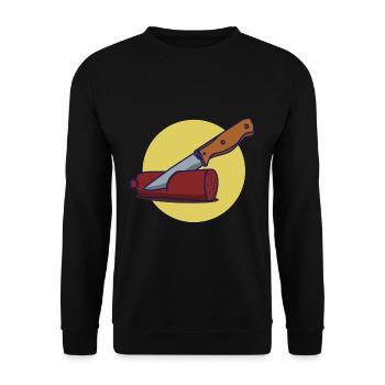 Knackige Bratwurst Grillmeister - Unisex Pullover - Schwarz - Vorne - Alina (178cm) & Michal (187cm)