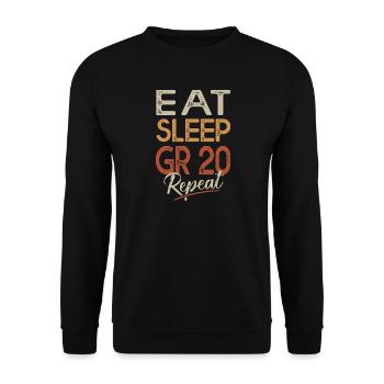 Essen Schlaf GR 20 Korsisches Wandergeschenk - Unisex Pullover - Schwarz - Vorne - Alina (178cm) & Michal (187cm)