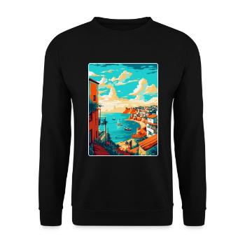 Lagos Portugal Vintage Reiseplakat Souvenir WPA - Unisex Pullover - Schwarz - Vorne - Alina (178cm) & Michal (187cm)