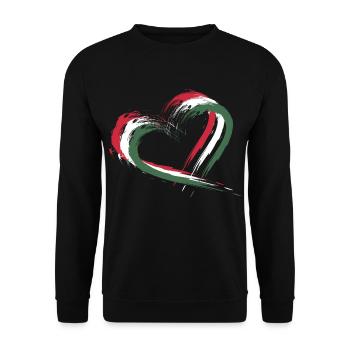 Herz Bürste Flagge Ungarns - Unisex Pullover - Schwarz - Vorne - Alina (178cm) & Michal (187cm)