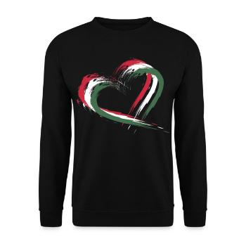 Herz Bürste Flagge Ungarns - Unisex Pullover - Schwarz - Vorne - Alina (178cm) & Michal (187cm)