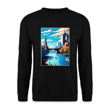 Melbourne Australien Vintage Reiseposter Souvenir - Unisex Pullover - Schwarz - Vorne - Alina (178cm) & Michal (187cm)
