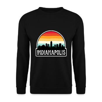 Indianapolis Indiana USA Flagge Skyline Reise Souve - Unisex Pullover - Schwarz - Vorne - Alina (178cm) & Michal (187cm)