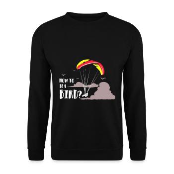 Waghalsiger Gleitschirmflug Bergsee - Unisex Pullover - Schwarz - Vorne - Alina (178cm) & Michal (187cm)