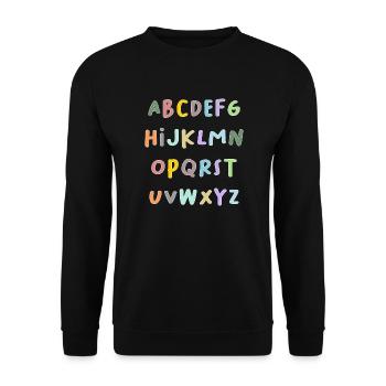 ALPHABET. ABECEDARY. LANG LEBEN ZURÜCK ZUR SCHULE. RÜCKKEHR VON - Unisex Pullover - Schwarz - Vorne - Alina (178cm) & Michal (187cm)
