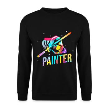Farbverliebte Malerin Leinwand - Unisex Pullover - Schwarz - Vorne - Alina (178cm) & Michal (187cm)
