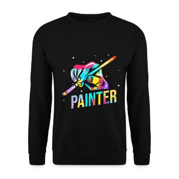 Farbverliebte Malerin Leinwand - Unisex Pullover - Schwarz - Vorne - Alina (178cm) & Michal (187cm)
