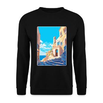 Rhodes Grèce Vintage Voyage Poster WPA Souvenir - Sweat-shirt Unisexe - noir - Devant - Alina (178cm) & Michal (187cm)