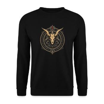 Dunkler Schädel, Okkultismus und Horror - Unisex Pullover - Schwarz - Vorne - Alina (178cm) & Michal (187cm)
