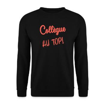 KOLLEGE. ANFANGEN. BESCHÄFTIGUNG. HUMOR. MANAGER. CHEF - Unisex Pullover - Schwarz - Vorne - Alina (178cm) & Michal (187cm)