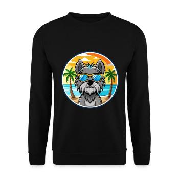 Bouvier Des Ardennes Hunderasse Cartoon Sonnenbrille - Unisex Pullover - Schwarz - Vorne - Alina (178cm) & Michal (187cm)