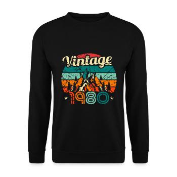 Vintage 1980 Retro 80s Birthday Bday - Unisex Pullover - Schwarz - Vorne - Alina (178cm) & Michal (187cm)