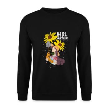 Tatkräftige Landwirtin Feldarbeit - Unisex Pullover - Schwarz - Vorne - Alina (178cm) & Michal (187cm)