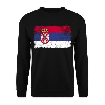 Serbische Flagge Serbien Serbienflagge - Unisex Pullover - Schwarz - Vorne - Alina (178cm) & Michal (187cm)