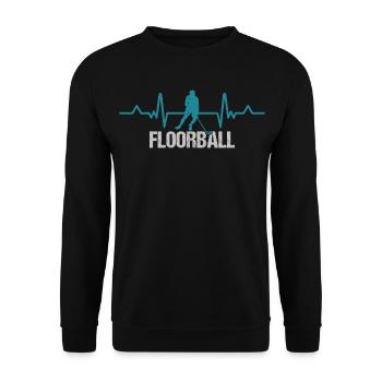 Floorball Unihockey Spieler Floorballspieler - Unisex Pullover - Schwarz - Vorne - Alina (178cm) & Michal (187cm)