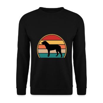 Cao De Castro Laboreiro Hund Silhouette Retro Sonne - Unisex Pullover - Schwarz - Vorne - Alina (178cm) & Michal (187cm)