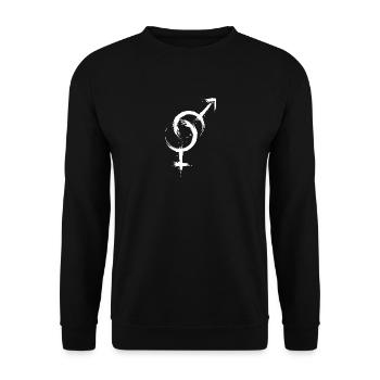 Hetero Symbol Heterosexualität - Unisex Pullover - Schwarz - Vorne - Alina (178cm) & Michal (187cm)