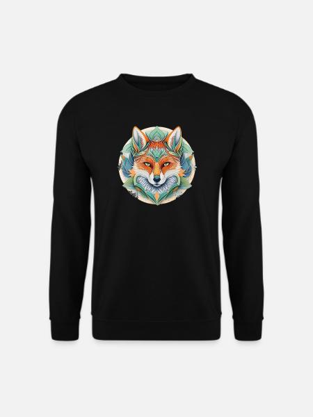 Fuchs Mandala – Mystisches Krafttier - Unisex Pullover - Schwarz