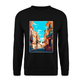 Valencia Spanien Vintage Reiseplakat Souvenir WPA - Unisex Pullover - Schwarz - Vorne - Alina (178cm) & Michal (187cm)