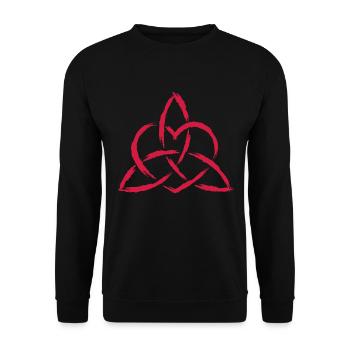 Triquetra Keltisches Herz Knoten Symbol - Unisex Pullover - Schwarz - Vorne - Alina (178cm) & Michal (187cm)