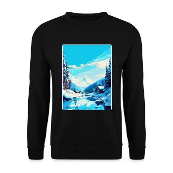 Val D Isère France Affiche de voyage vintage souvenir - Sweat-shirt Unisexe - noir - Devant - Alina (178cm) & Michal (187cm)