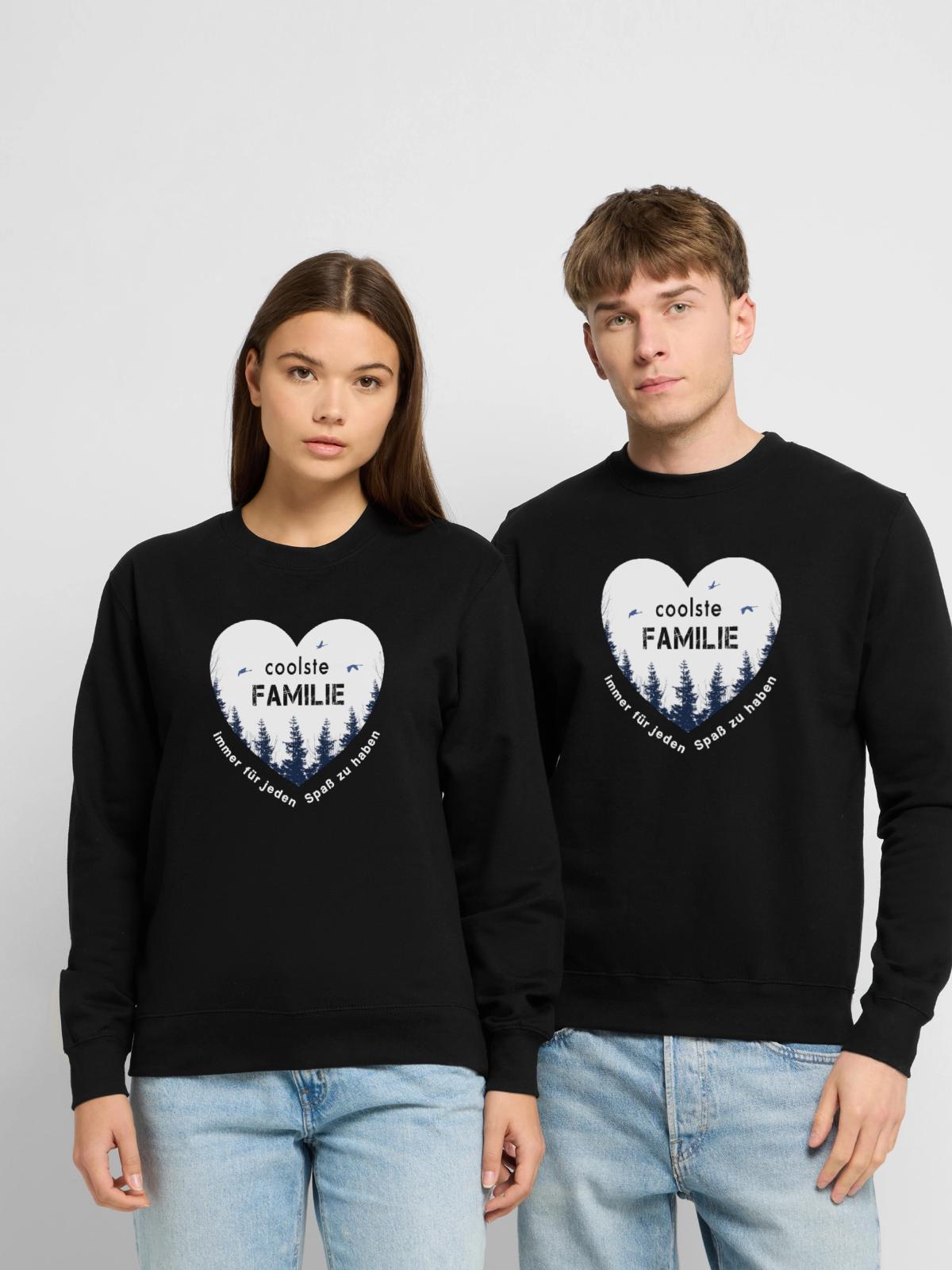 coolste Familie - Unisex Pullover - Schwarz - Vorne - Alina (178cm) & Michal (187cm)