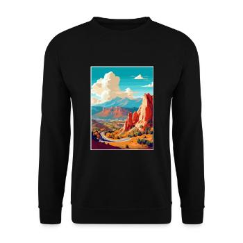 Colorado Springs Vintage Reiseposter Souvenir - Unisex Pullover - Schwarz - Vorne - Alina (178cm) & Michal (187cm)