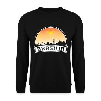 Brasilia Brasilien Skyline Vintage Sonnenuntergang Reise Souv - Unisex Pullover - Schwarz - Vorne - Alina (178cm) & Michal (187cm)