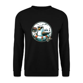 Mouette dans une bouée de sauvetage - Sweat-shirt Unisexe - noir - Devant - Alina (178cm) & Michal (187cm)