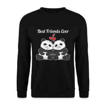 Face Mask Friends Best Friend Gift - Unisex Pullover - Schwarz - Vorne - Alina (178cm) & Michal (187cm)