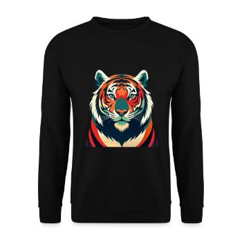 Tiger Cartoon Figur Buntes Haustier Tier - Unisex Pullover - Schwarz - Vorne - Alina (178cm) & Michal (187cm)
