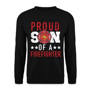 Stolzer Sohn eines Feuerwehrmannes Feuerwehrmann F - Unisex Pullover - Schwarz - Vorne - Alina (178cm) & Michal (187cm)