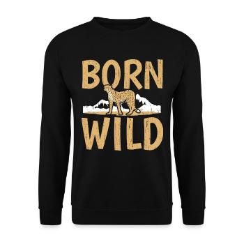 Born Wild Gepard Wildtier Tier Tierpfleger - Unisex Pullover - Schwarz - Vorne - Alina (178cm) & Michal (187cm)